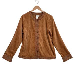Coldwater Creek Cardigan Sweater Womens Medium Gold Chenille Button Front